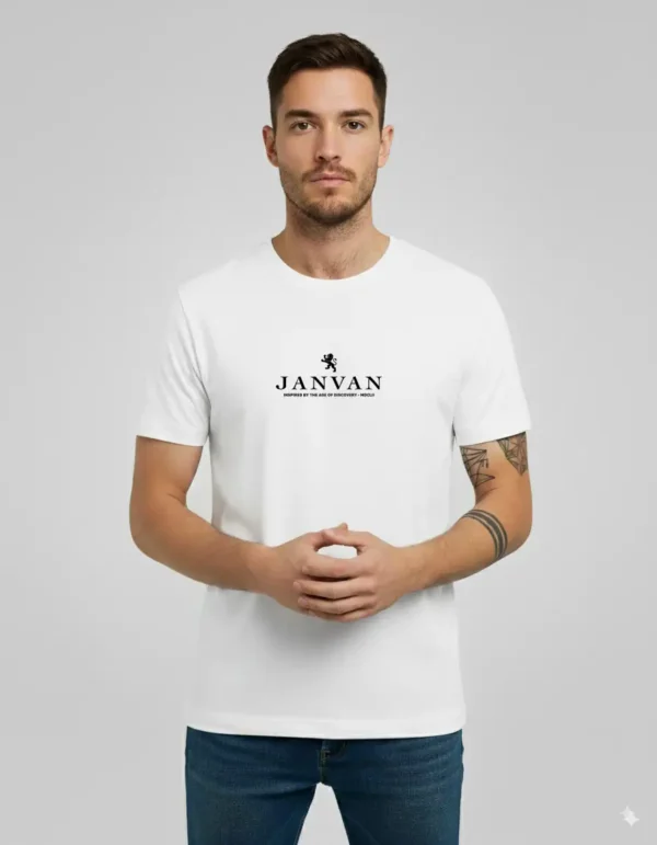 JANVAN white T-shirt with the JANVAN "SPES BONA" logo