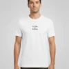 White FLIPN Africa T-shirt front view with curved logo design