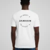 JANVAN white T-shirt with a JANVAN logo in the center.