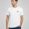 White FLIPN Brand T-shirt front view with curved logo design