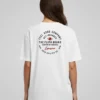 Back view of white FLIPN Brand T-shirt with plain design