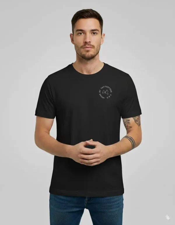 Black Tattootees T-shirt with a jumping rabbit